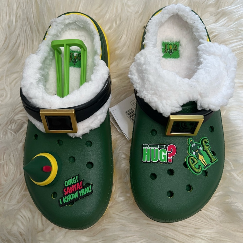 Kids Green Elf-Themed One Piece Shoes